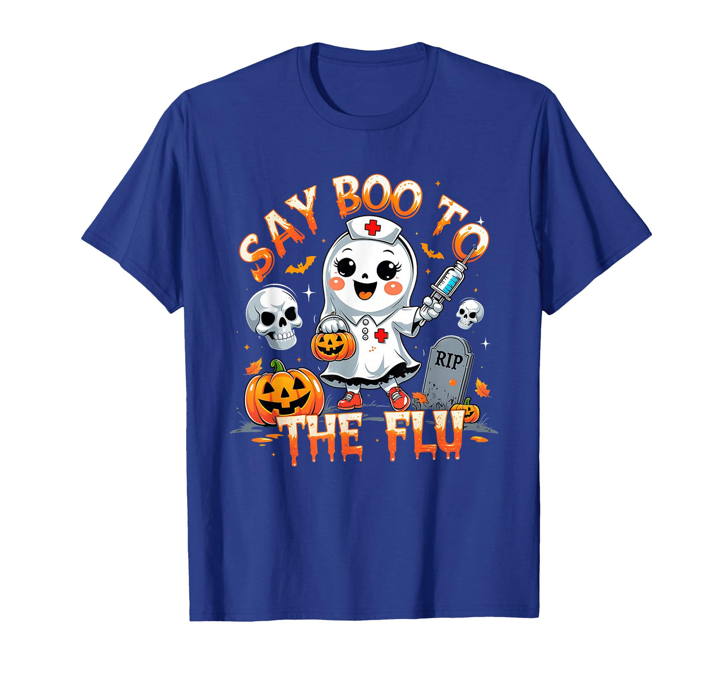 Say Boo to The Flu Ghost Nurse Halloween Costume T-Shirt