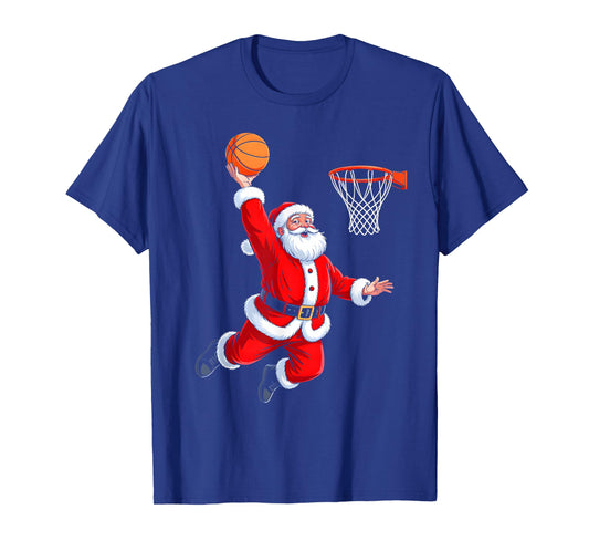 Santa Plays Basketball Christmas Sports Design for Men Boys T-Shirt