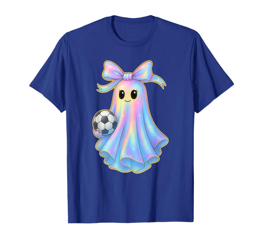 Cute Soccer Ghost Lover Pastel Halloween Coquette Bow T-Shirt