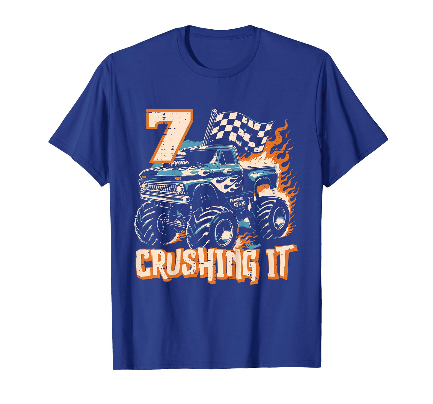 Kids 7 Crushing It Monster Truck Cool 7th Birthday Bday Boys Kids T-Shirt