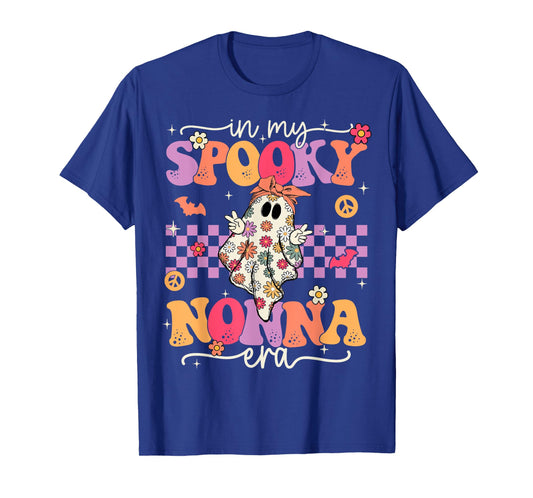 Groovy In My Spooky Nonna Era Hippie Halloween Floral Ghost T-Shirt