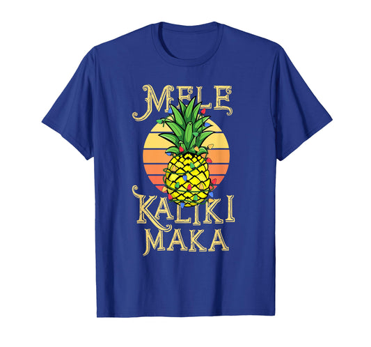 Mele Kalikimaka Hawaiian Christmas Retro Vintage Sunset T-Shirt