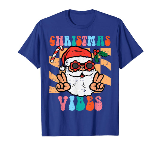 Groovy Santa Peace Christmas Vibes Retro Xmas Men Women Kids T-Shirt