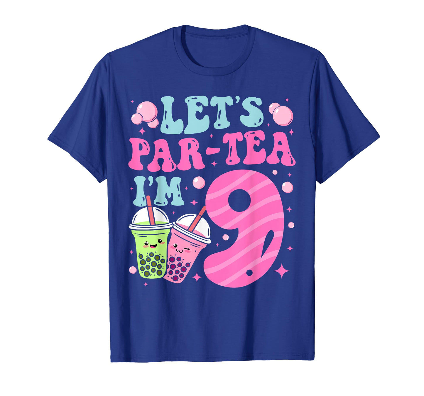 Let's Par-Tea I'm 9 Years Old 9th Birthday Bubble Boba Tea T-Shirt