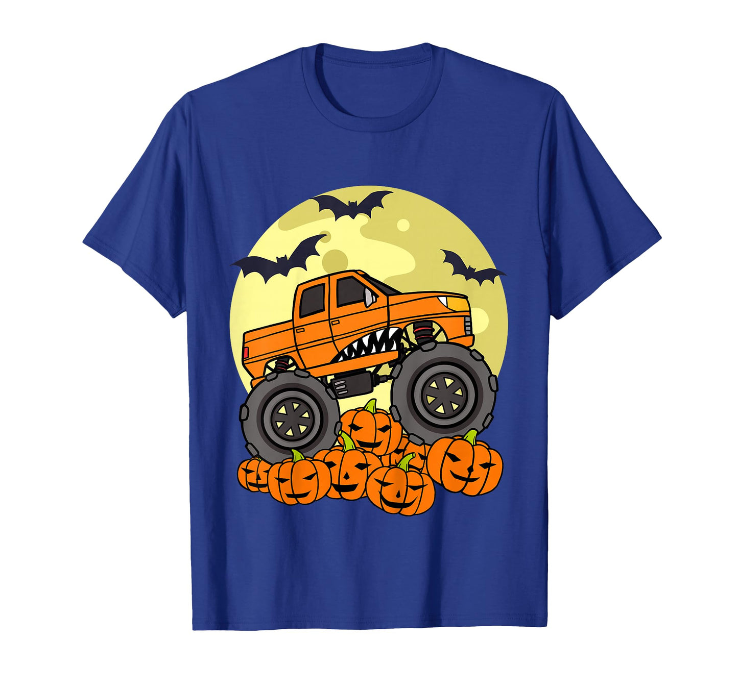 Kids Monster Truck Halloween Moon Jack O Lantern Pumpkin Toddler T-Shirt