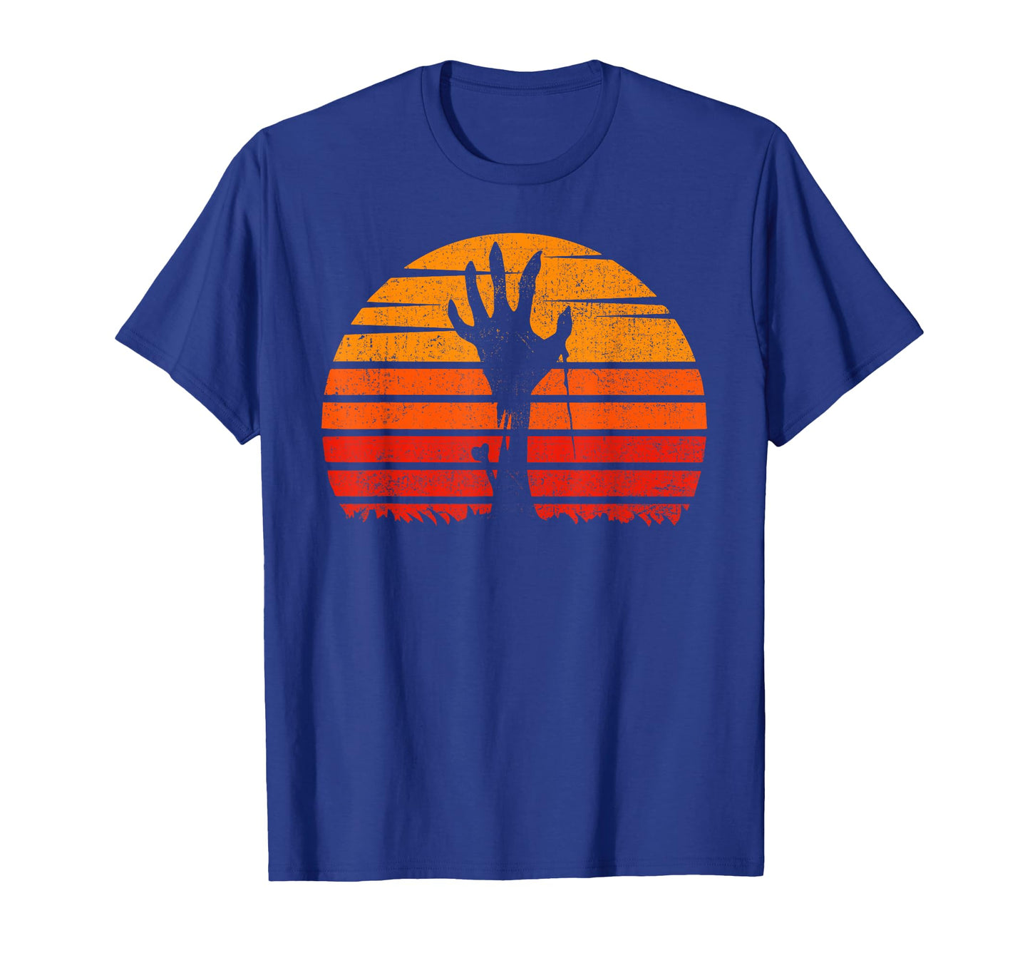 Vintage Retro Sunset Halloween Zombie Hand Scary Costume T-Shirt