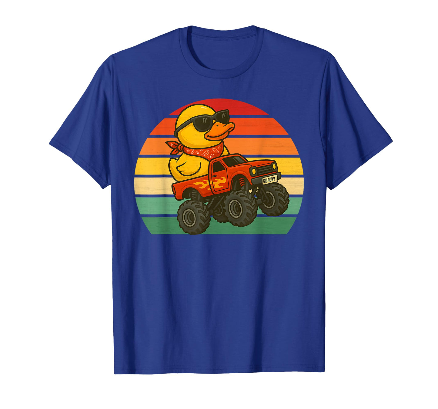 Rubber Duck Riding Monster Truck Retro Boys Rubber Ducky 70s T-Shirt