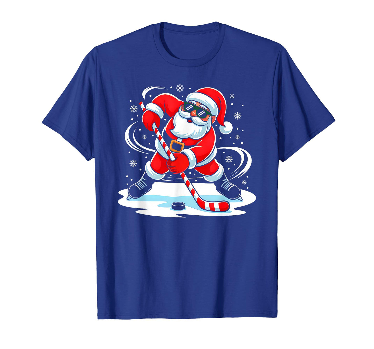 Funny Christmas Ice Hockey Santa Xmas Pajamas Men Boys Kids T-Shirt