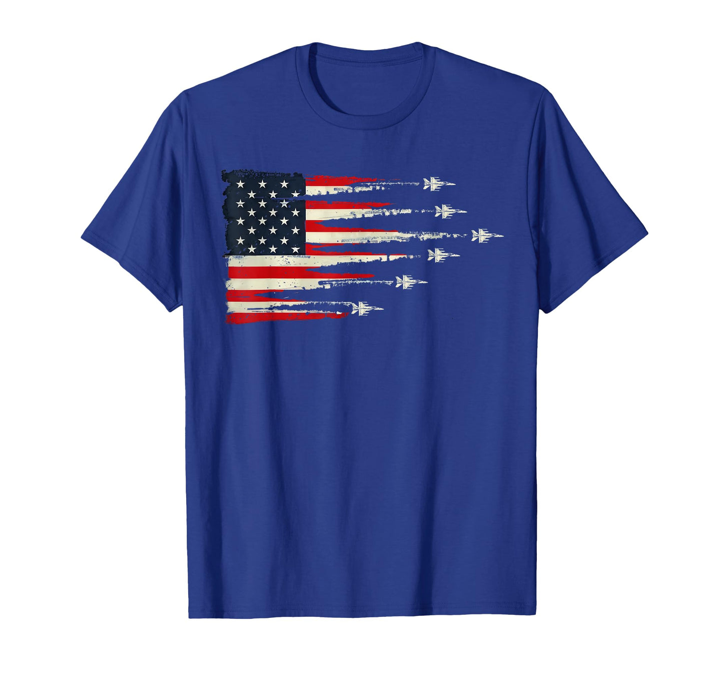 Patriotic Red White Blue USA Flag Fighter Jets 4th of July T-Shirt