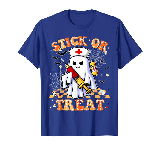 Funny Trick Or Treat Boo Nurse Halloween Costumes Men Women T-Shirt