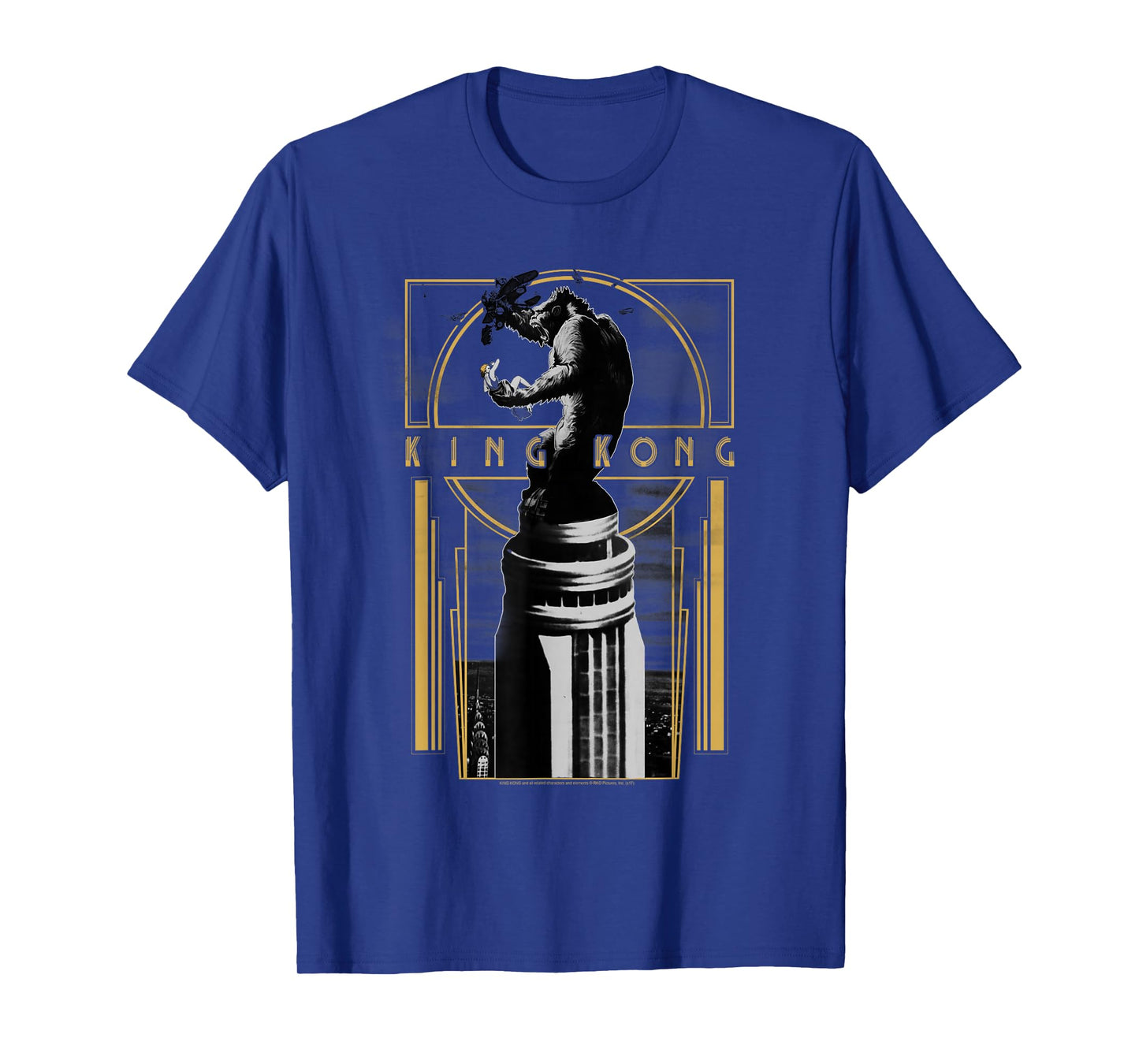 Warner Bros. King Kong Deco Grey Cotton Polyester Blend Regular Fit Crew Neck Short Sleeve T-Shirt, Small, Unisex-Adults, Women, Casual, Spring, Summer