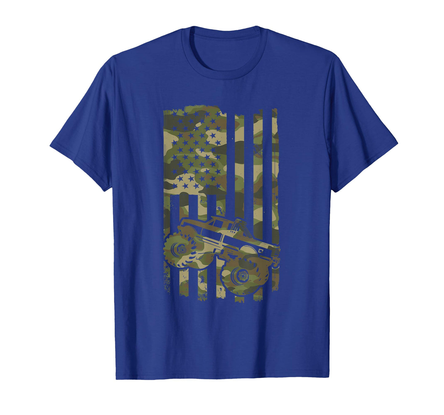 Monster Trucker Retro Monster Truck USA Flag 4th July T-Shirt