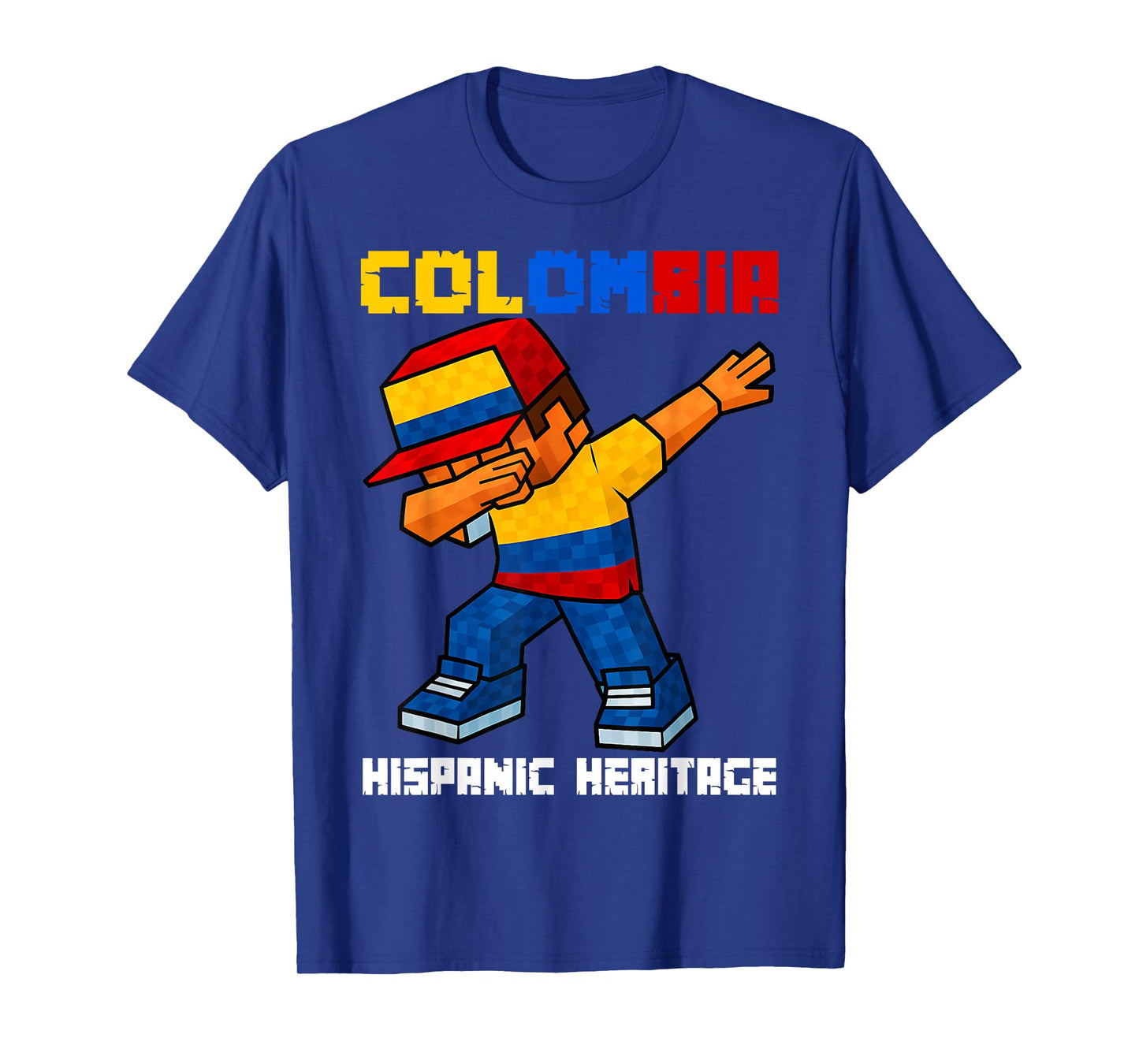 Colombia Dab Boy Game Pixel Hispanic Heritage Colombian Kids T-Shirt