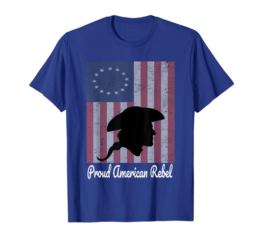 Betsy Ross 1776 Colonial Battle Flag Proud American Rebel T-Shirt