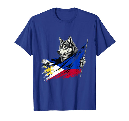 Philippines Flag Wolf Pilipinas Pride Filipino Roots Pinoy T-Shirt