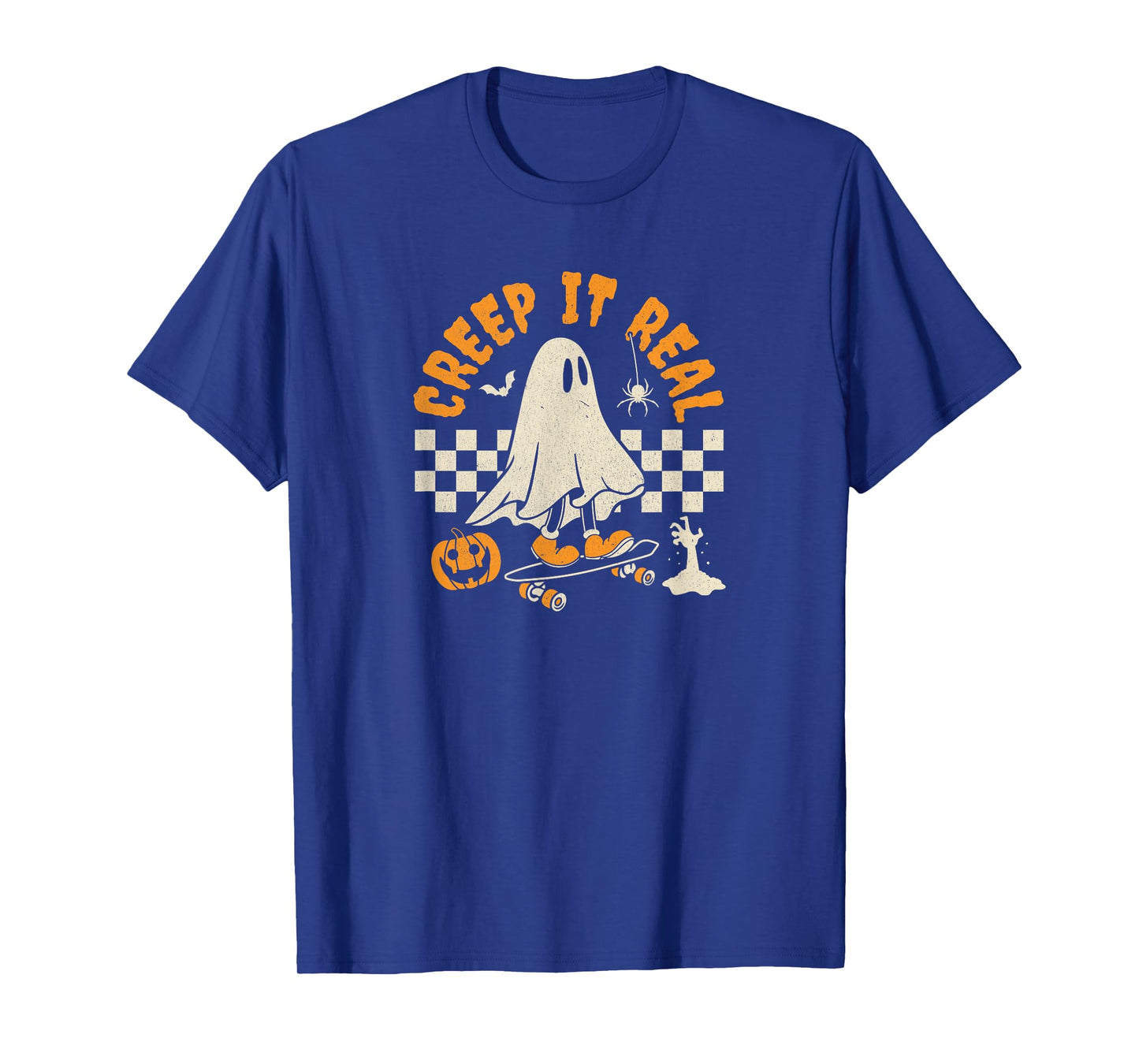 Halloween Creep it real ghost skateboard for women kids T-Shirt