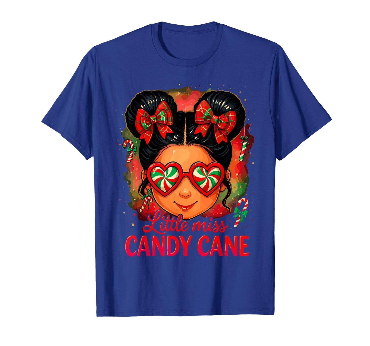 Cute Little Miss Candy Cane Shirt Women, Messy Bun Christmas T-Shirt