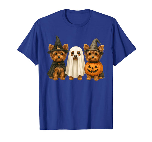 Yorkshire Terrier Halloween Yorkie Dog Witch Ghost Pumpkin T-Shirt