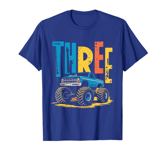 Kids 3 Year Old Monster Truck Birthday 3rd Birthday Monster Truck T-Shirt