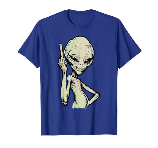 Alien Middle Finger Adult Humour Funny Novelty T-Shirt