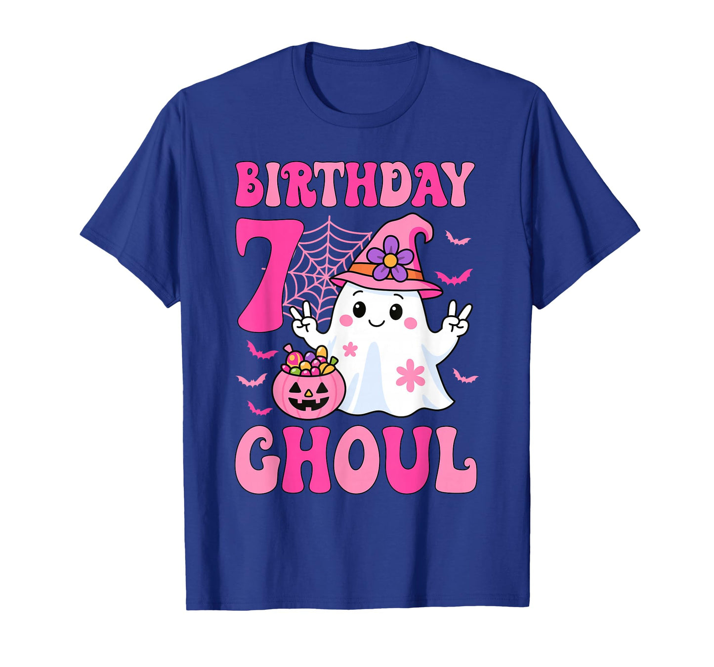 I'm 7 Years Old Girls Cute Ghost It's My 7th Birthday Ghoul T-Shirt
