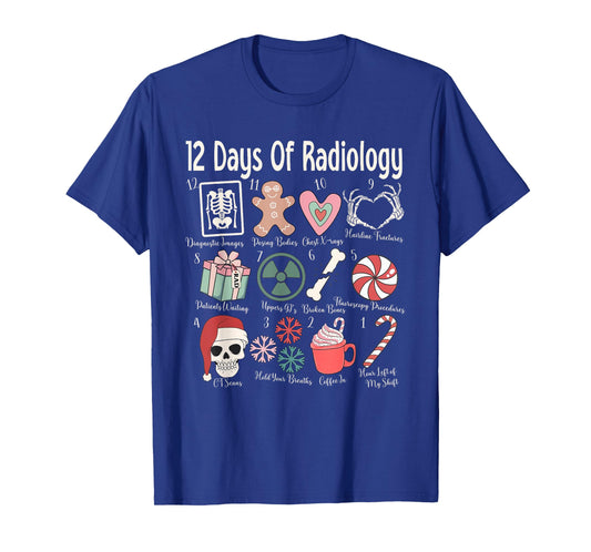 Funny 12 Days of Radiology Rad Tech Crews Merry Christmas T-Shirt