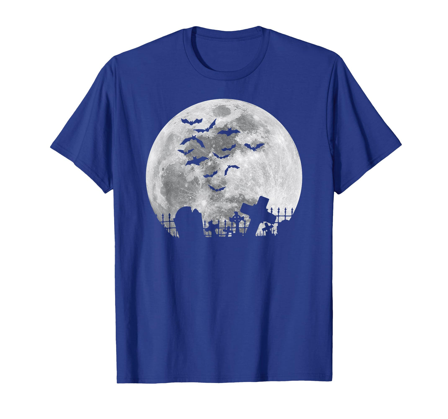 Halloween Full Moon Cemetery Graveyard Spooky Bats Night T-Shirt