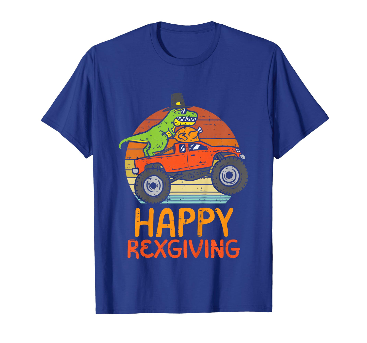 Kids Trex Monster Truck Happy Rexgiving Thanksgiving Boys Kids T-Shirt