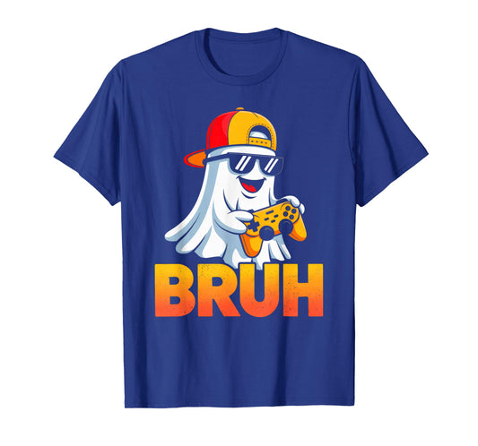 Bruh Ghost Halloween Costume Video Gamer Boys Men Teens Kids T-Shirt