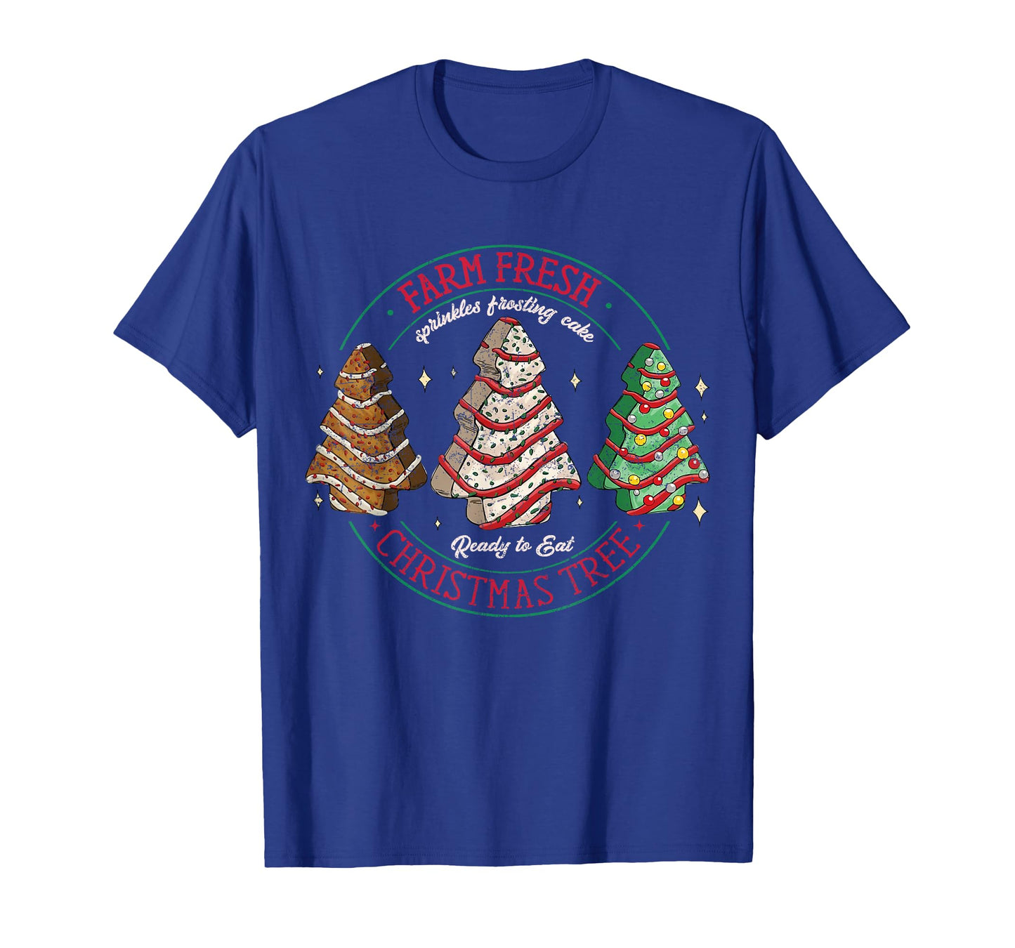Farm Fresh Xmas Tree Cakes Retro Vintage Graphic Christmas T-Shirt