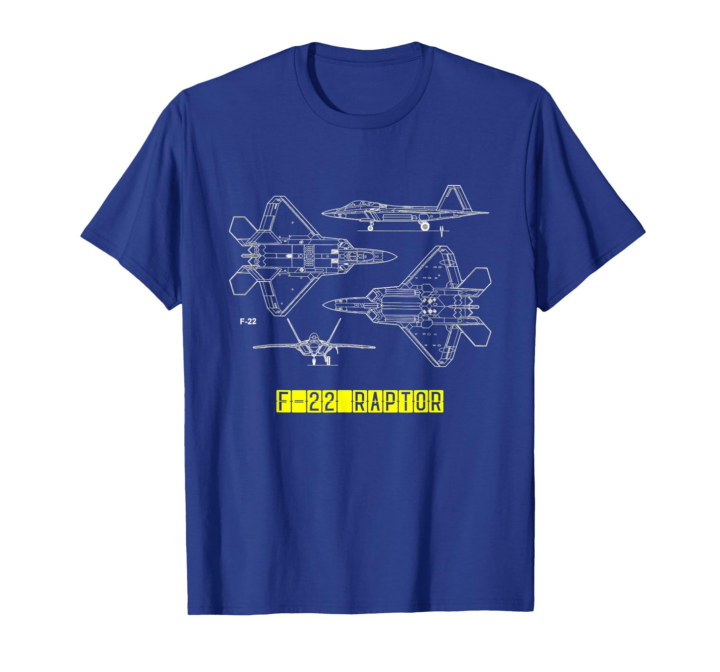 F-22 Raptor Fighter Aircraft Air Force Blueprint Design T-Shirt