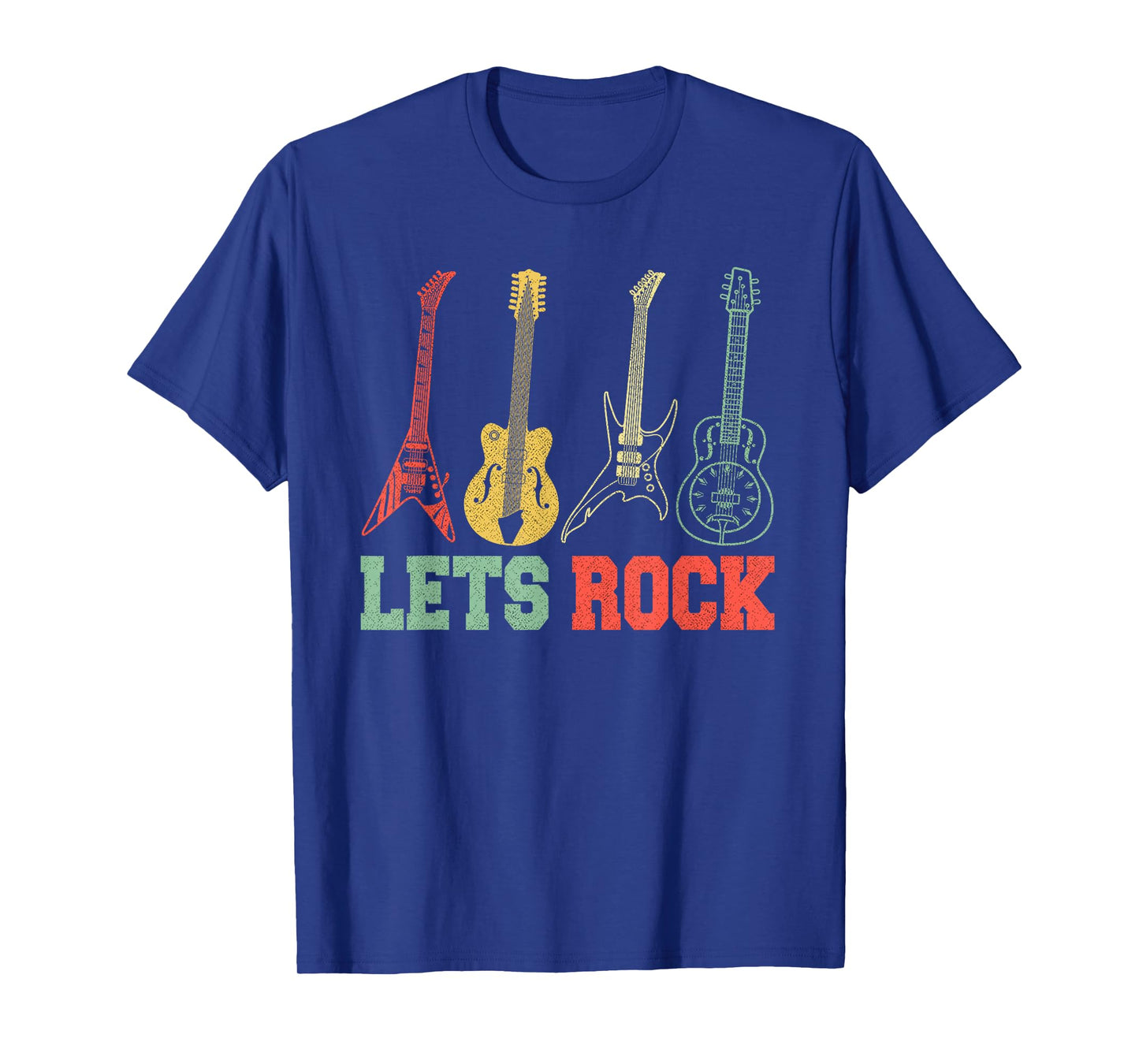 Lets Rock Rock n Roll Guitar Retro T-Shirt Small