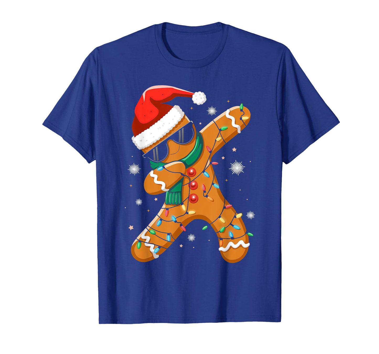 Dabbing Gingerbread Xmas Lights Boys Girls Kids Christmas T-Shirt