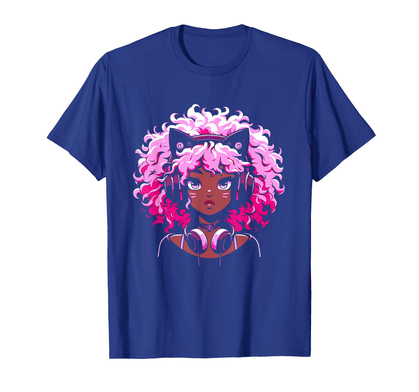 Anime and Music Black Girl Anime Merch Afro African American T-Shirt