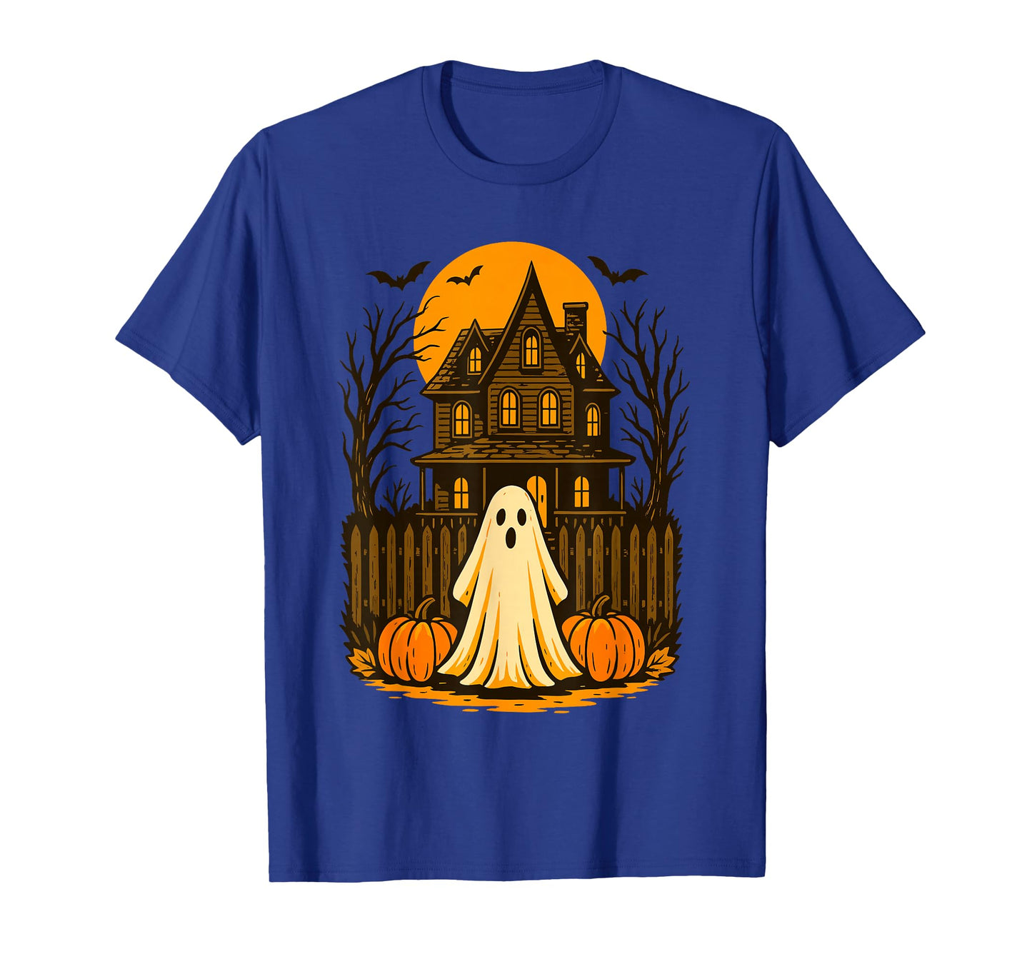 Vintage Ghost Boo Haunted House Halloween Design T-Shirt