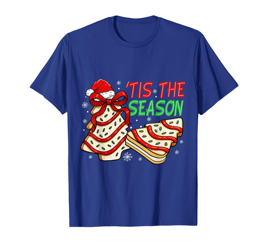 Funny Tis The Season Christmas Tree Cakes Debbie Bow Xmas T-Shirt