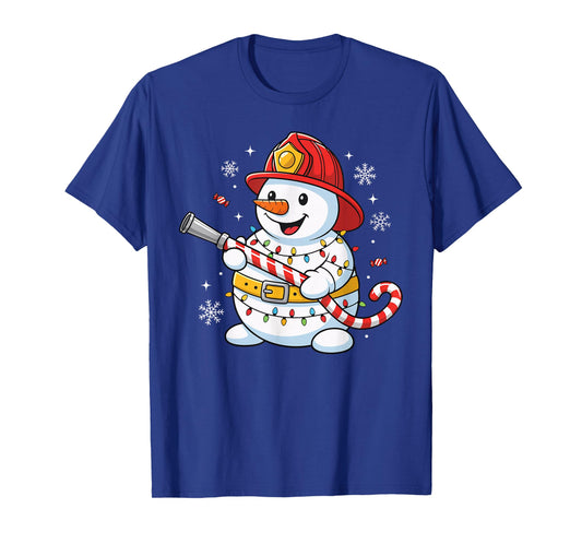 Funny Firefighter Snowman Christmas Fire Dept Men Women Kids T-Shirt