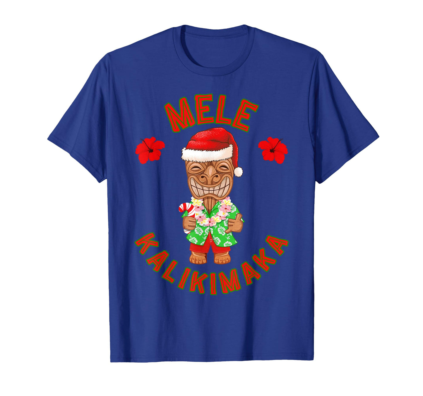 Funny Hawaiian Tiki Santa Merry Christmas Mele Kalikimaka T-Shirt
