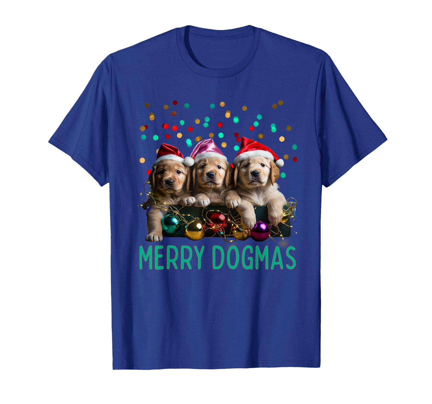 Merry Dogmas Golden Retriever Puppies Christmas T-Shirt