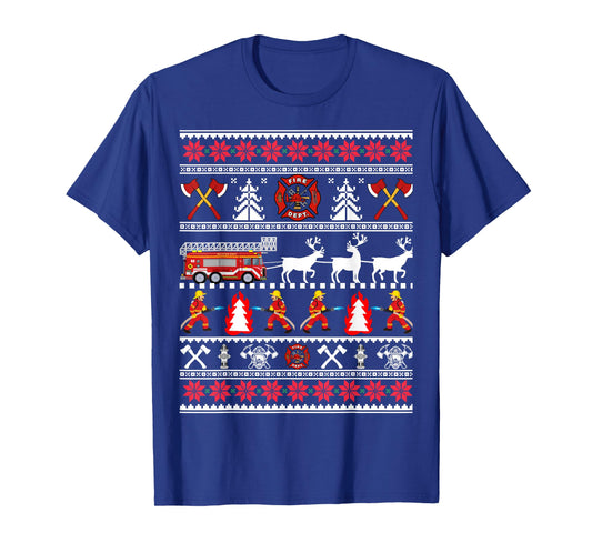 Firefighter Ugly Christmas Sweater, Fireman Fire Department T-Shirt