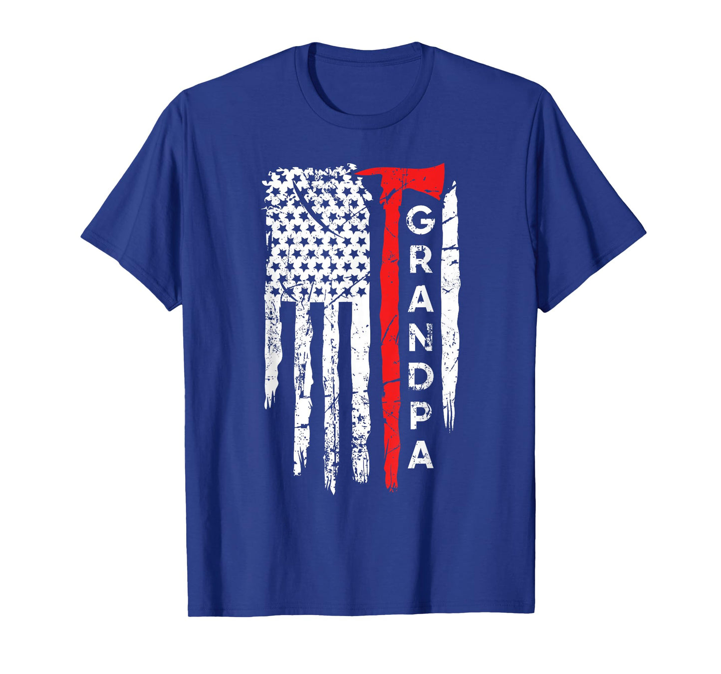 Proud Grandpa Thin Red Line Firefighter Axe American Flag T-Shirt for Women Girls Kids Men