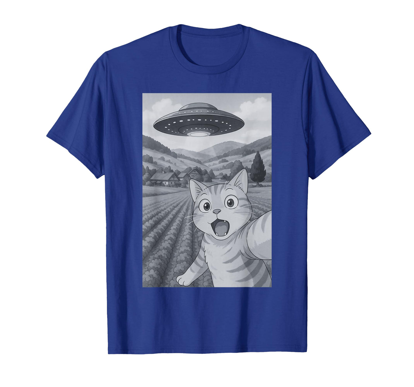 Cat Selfie With UFOs Alien UFO T-Shirt