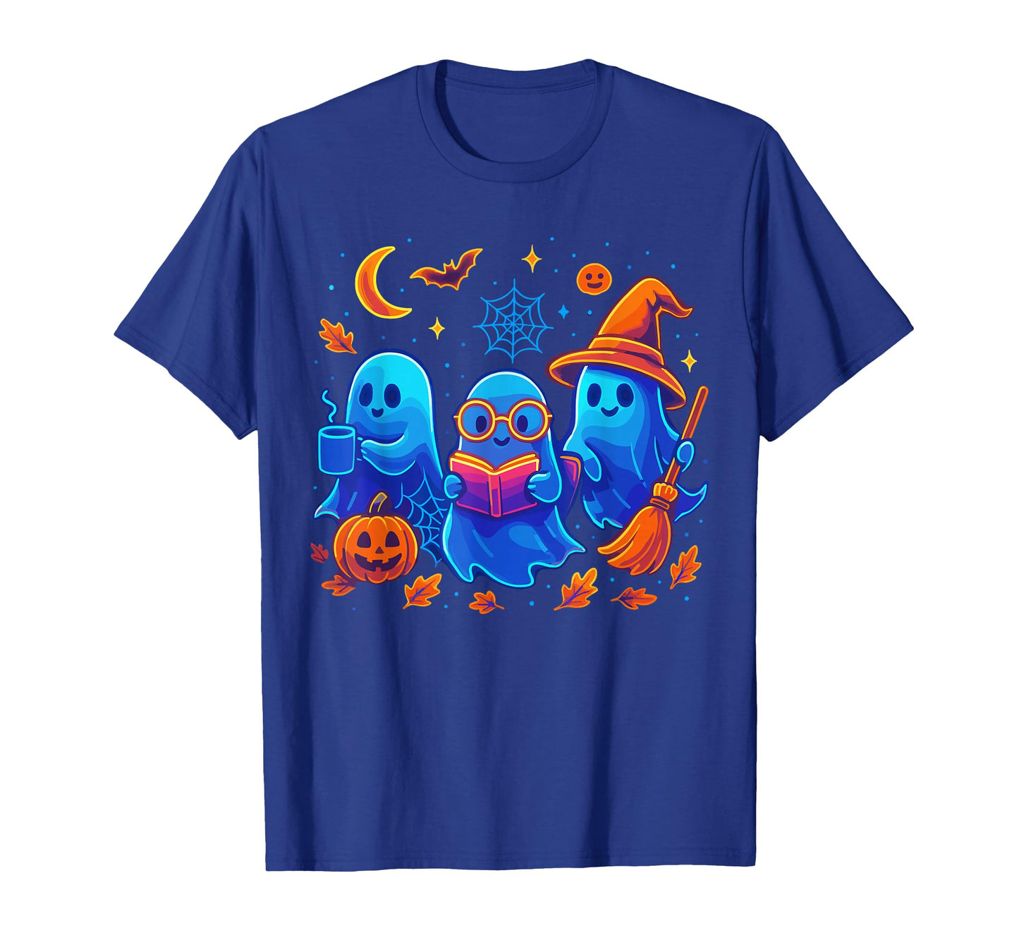 Little Ghost Coffee Tee, Spooky Season Ghost Reading Book T-Shirt