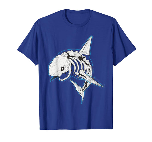 Shark Ghost Shirt Spooky Shark Halloween Costumes Skeleton T-Shirt
