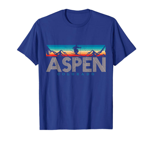 Aspen Colorado Ski - Vintage Souvenir Mountain Skiing T-Shirt