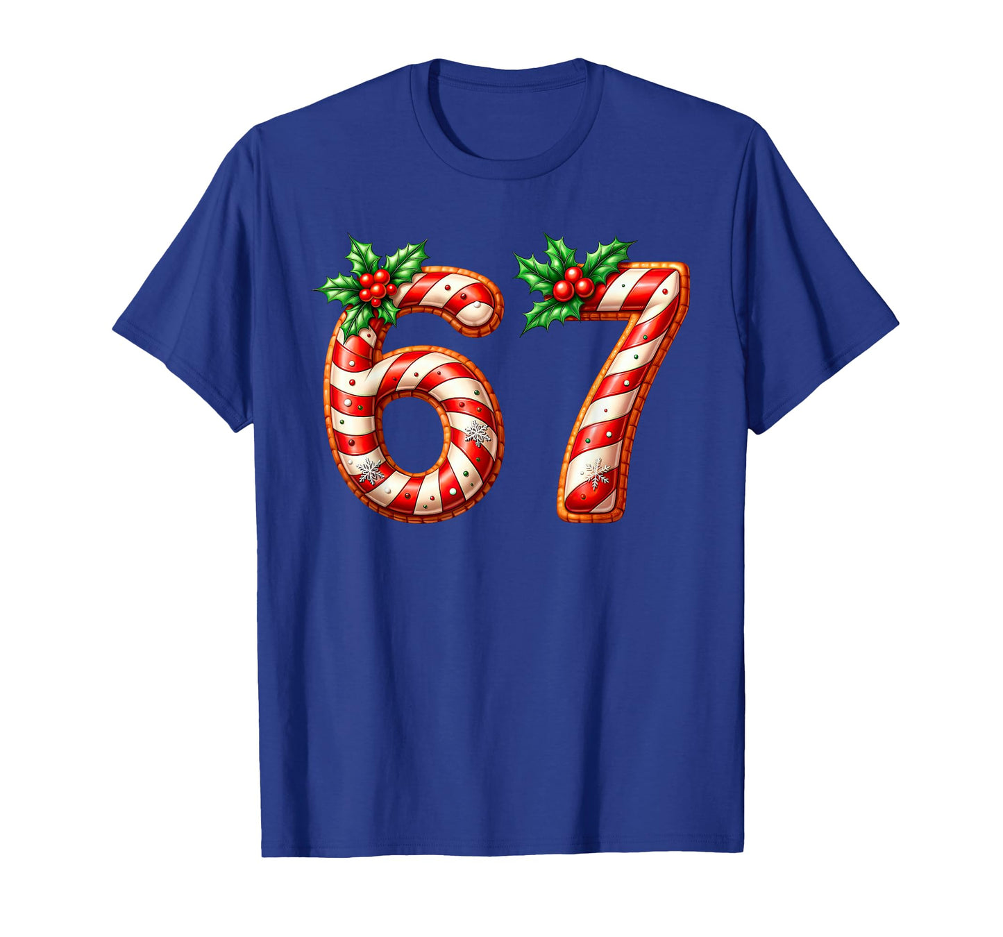 Funny Six Seven 67 Meme Gen Alpha Slang 6 7 Candy Cane T-Shirt