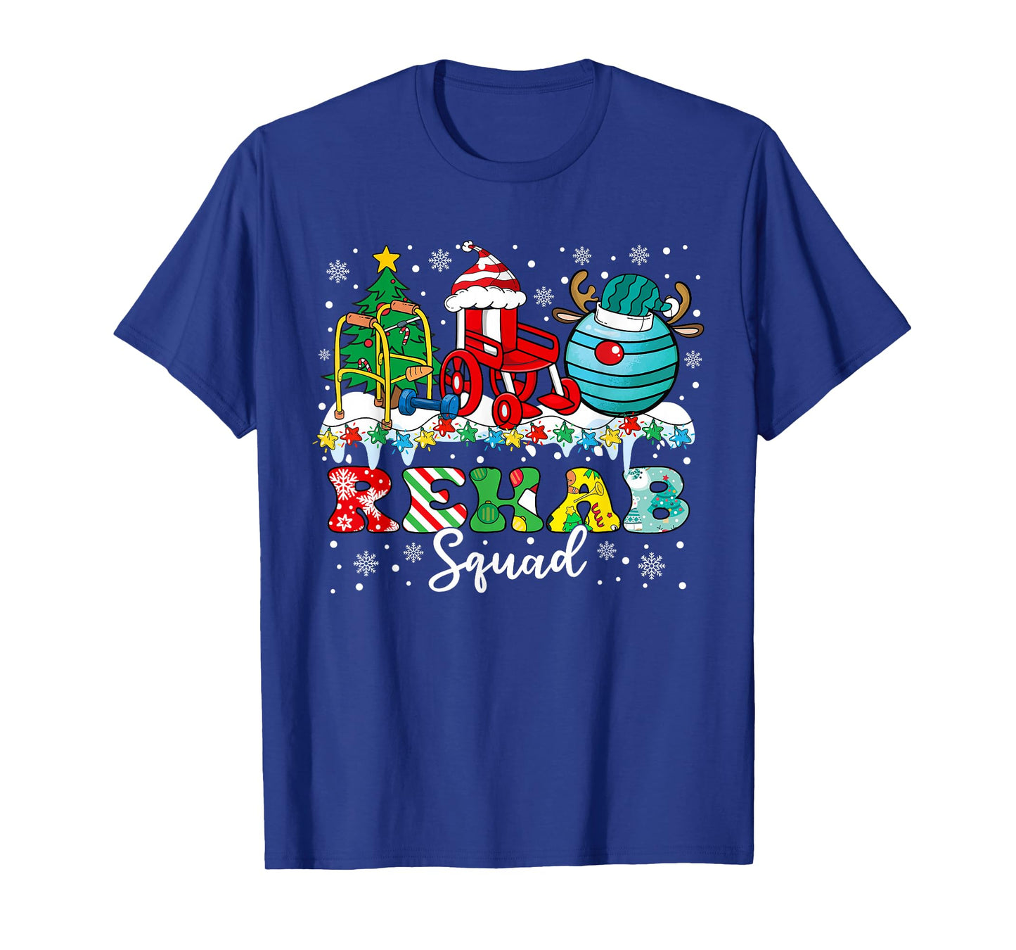 Rehab Squad Wheelchair Santa Reindeer Rehab Nurse Christmas T-Shirt