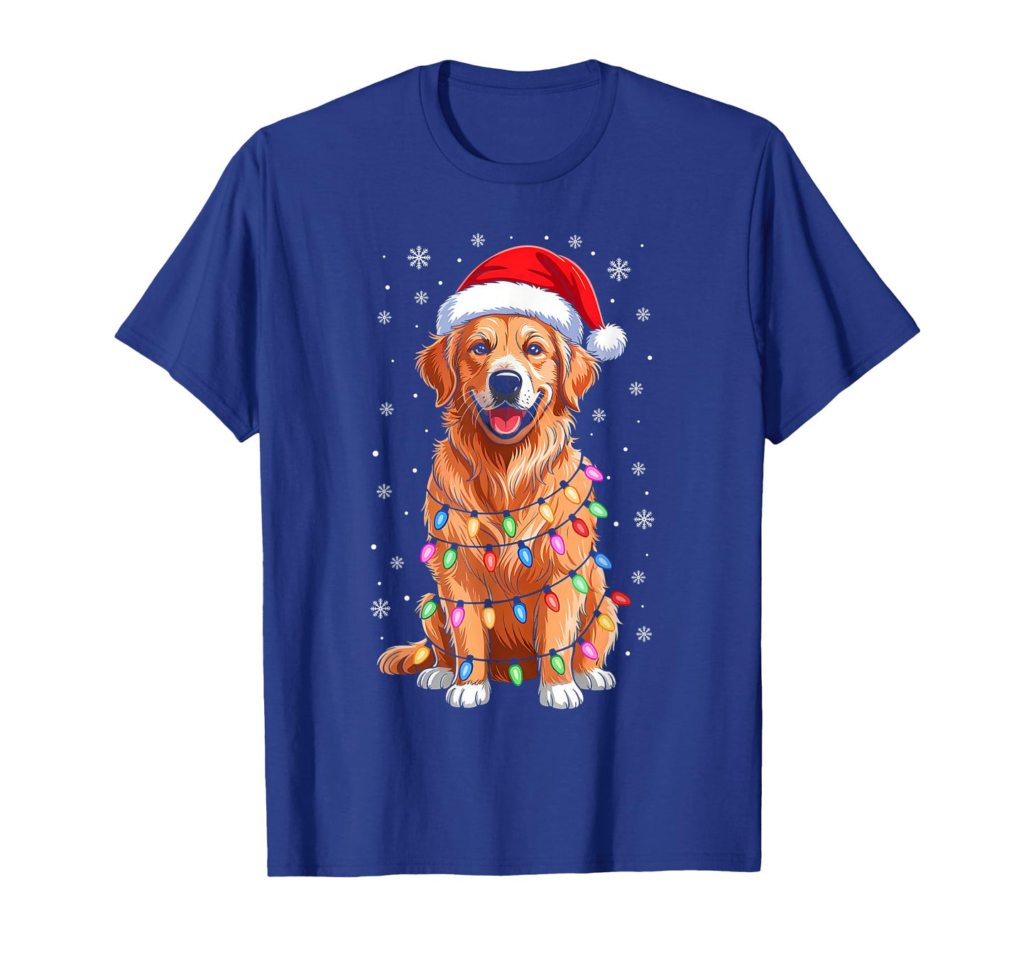 Golden Retriever Christmas Lights Santa Xmas Family Matching T-Shirt