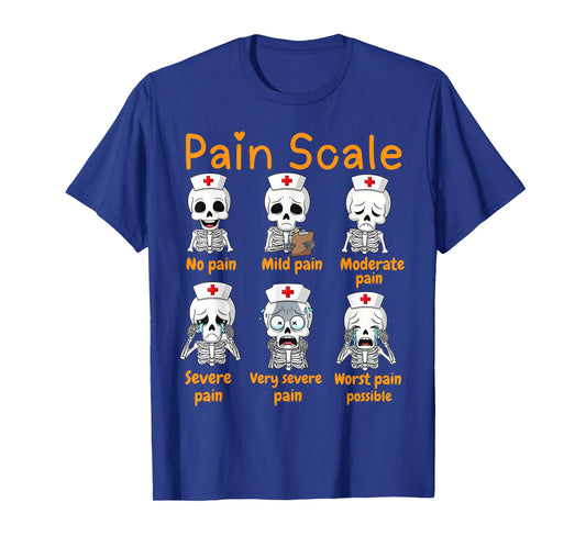 Pain Scale Cute Nurse Skeleton Halloween Trauma Funny Nurse T-Shirt