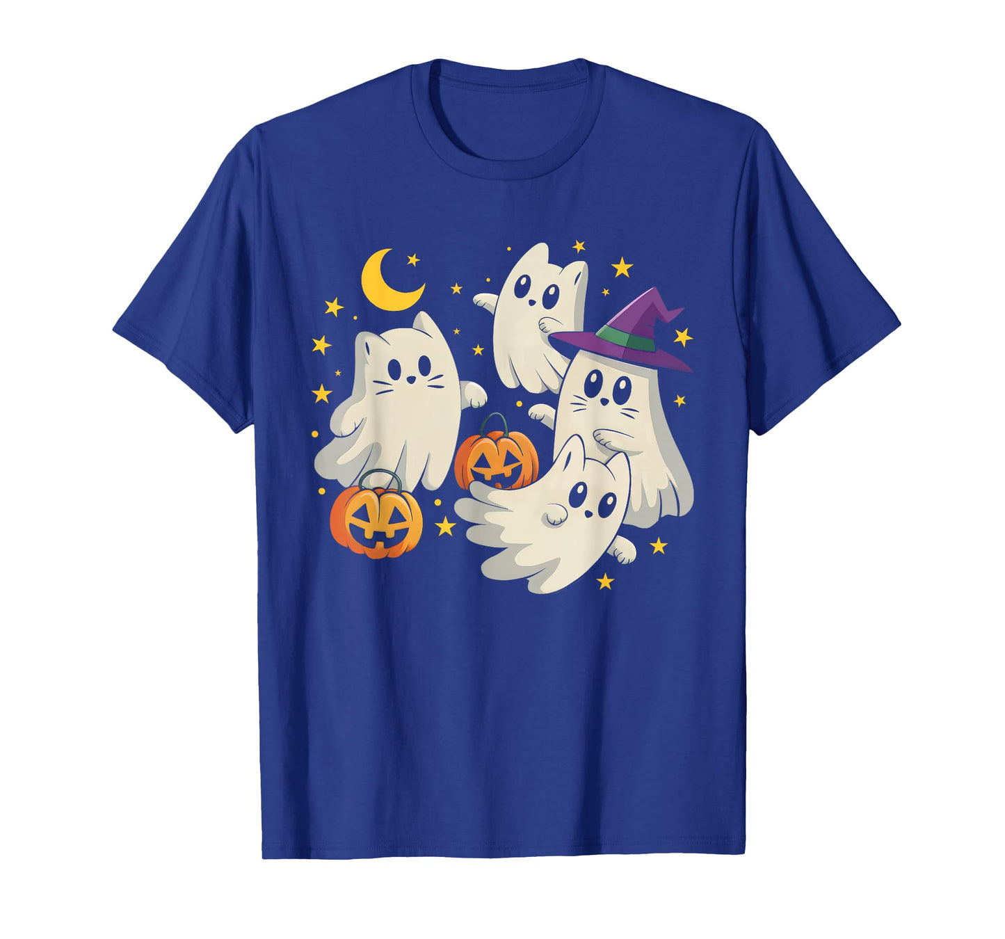Cute Black Cats in Ghost Pumpkin Halloween Costume Men Women T-Shirt